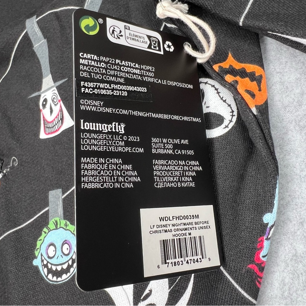 Loungefly Disney Nightmare Before Christmas Ornaments Unisex Hoodie Size Med NWT - Picture 10 of 15